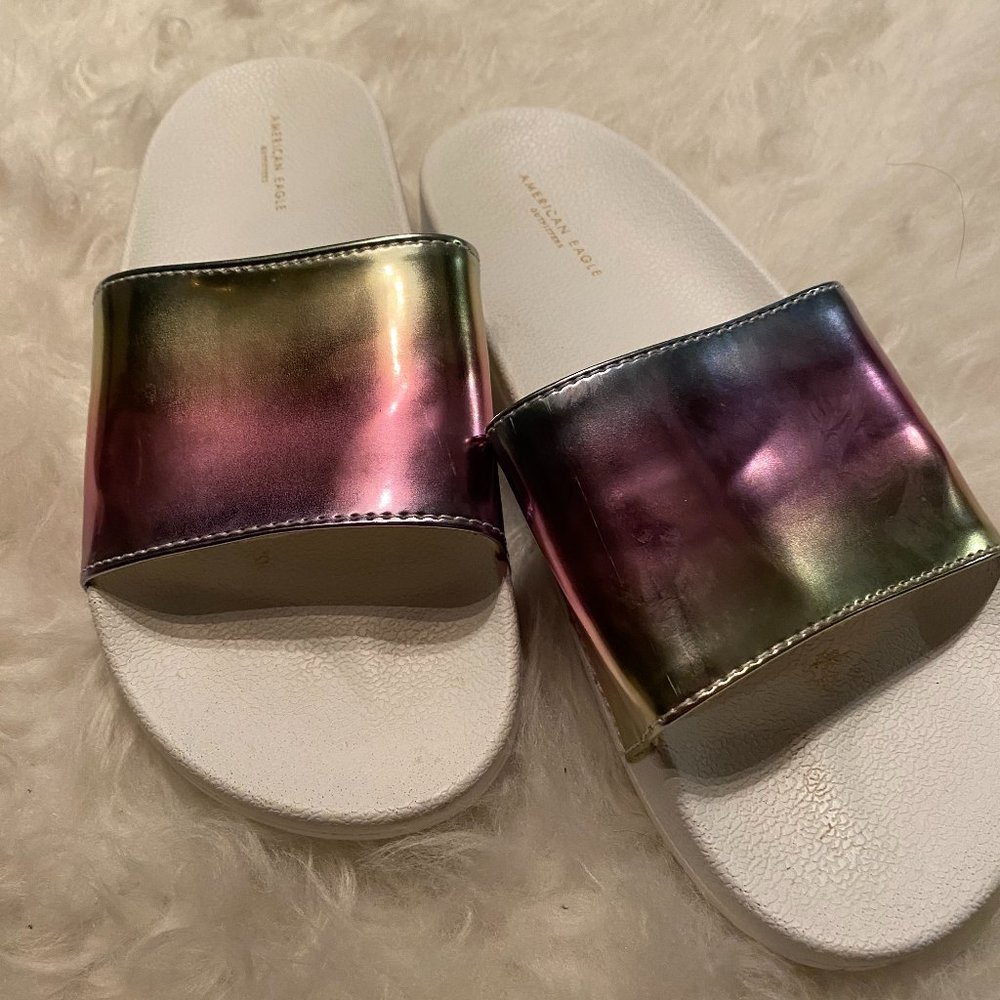 American Eagle Metallic Slides Sz 7 EUC